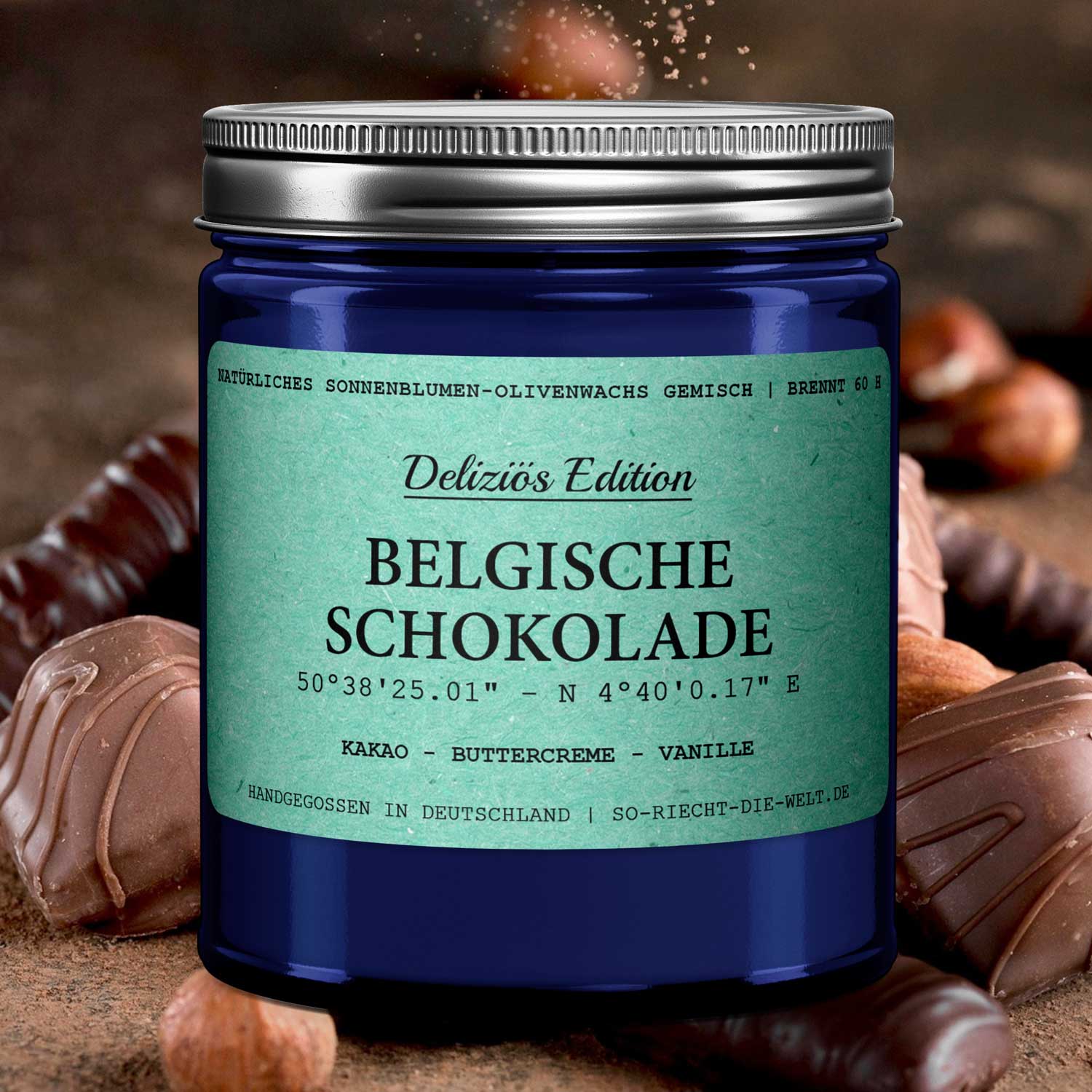 [Deliziös] Belgische Schokolade Duftkerze - Kakao | Buttercreme | Vanille - VON GRAU4260590540904Einzelne KerzeSo-riecht-die-welt