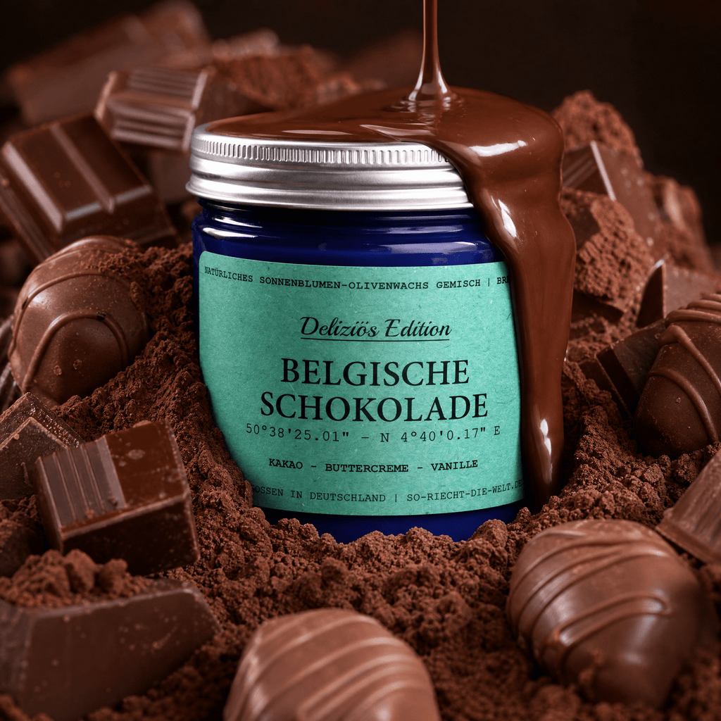 [Deliziös] Belgische Schokolade Duftkerze - Kakao | Buttercreme | Vanille - VON GRAU4260590540904Einzelne KerzeSo-riecht-die-welt